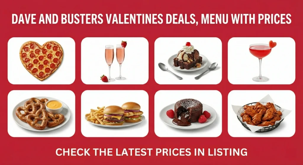 Dave And Busters Valentines Deals, Menu with Prices